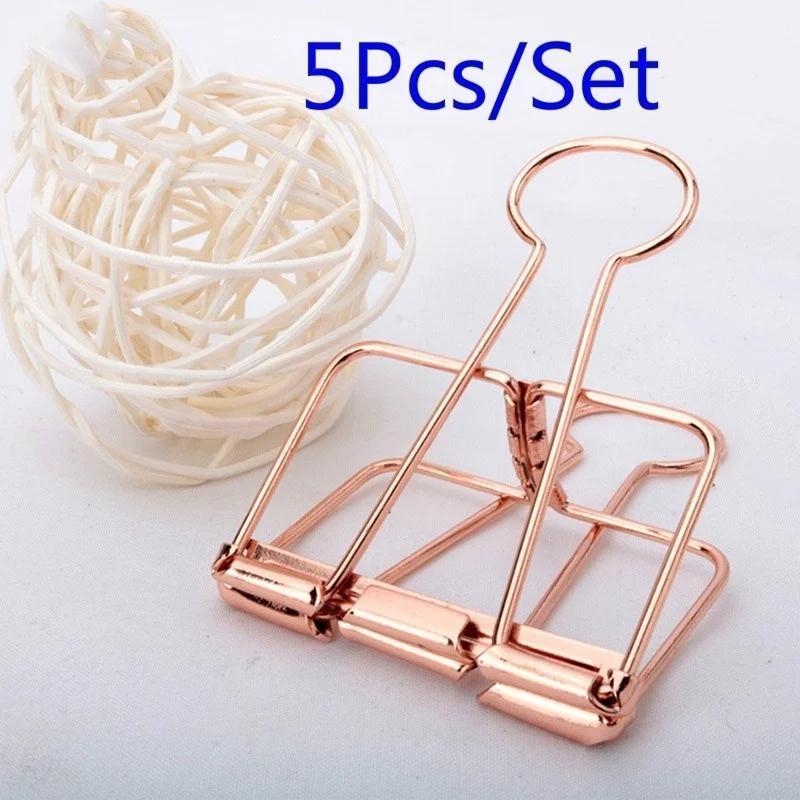 Binder Clip Assorted - 5 adet Gül Altın Metal klasör